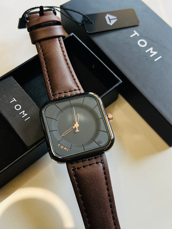 Tomi Coffee Black Square Dial Watch