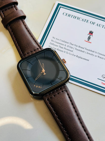 Tomi Coffee Black Square Dial Watch