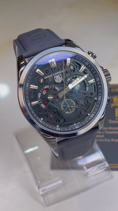 All Black Grand Carrera Chronographs Leather Watch