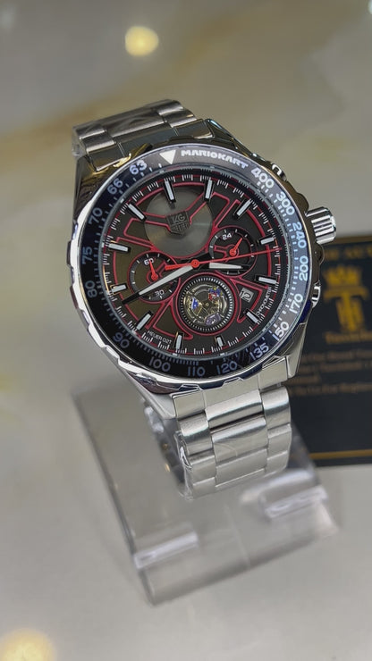 Tag Heur Silver Red Chronograph Watch