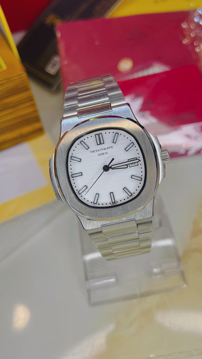 Silver White Automatic Nautilus Super Clone Watch