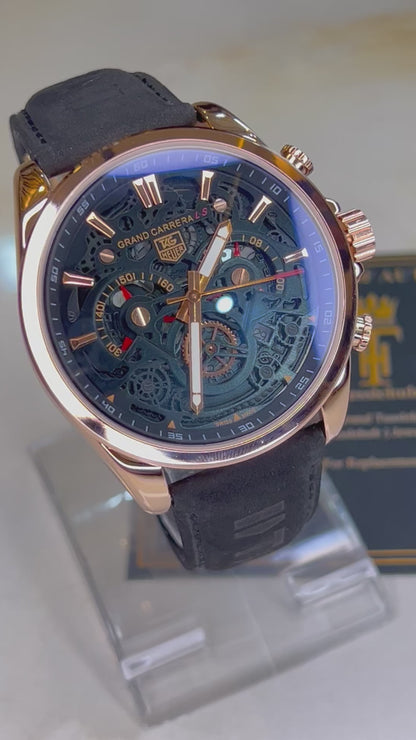 Black Copper Grand Carrera Chronographs Leather Watch