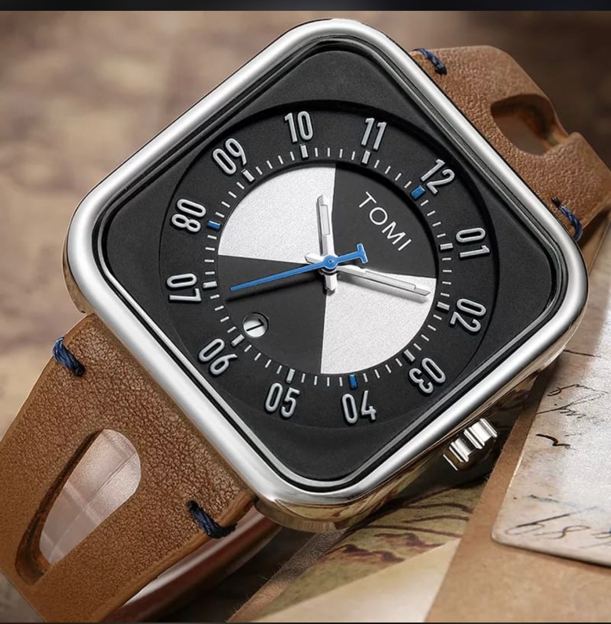 Tomi Checkered Square Watch