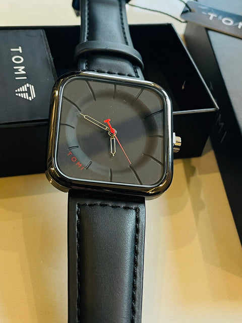 Tomi Square Black Dial Watch