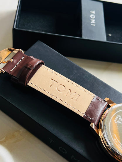 Tomi Brown Gold Galaxy Dial Watch