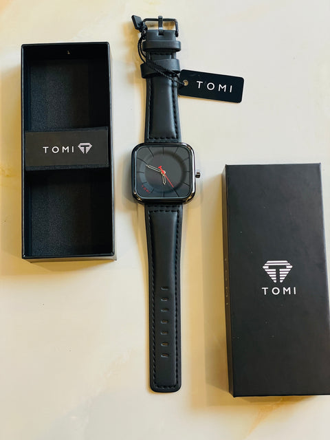 Tomi Square Black Dial Watch