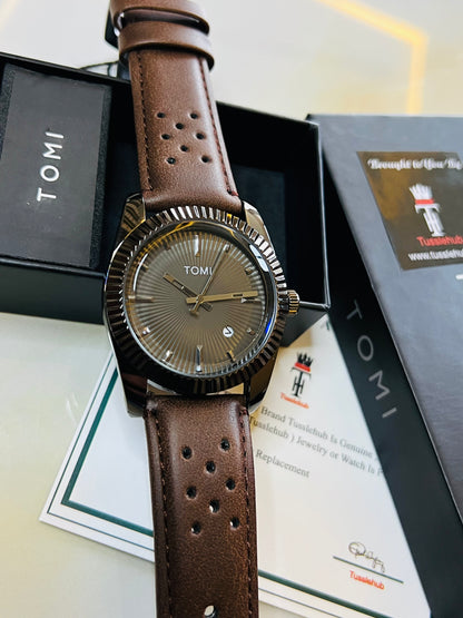 Tomi Brown Black Jaguar Dial Watch