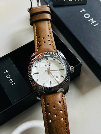 Tomi Brown Silver Jaguar Dial Waterproof