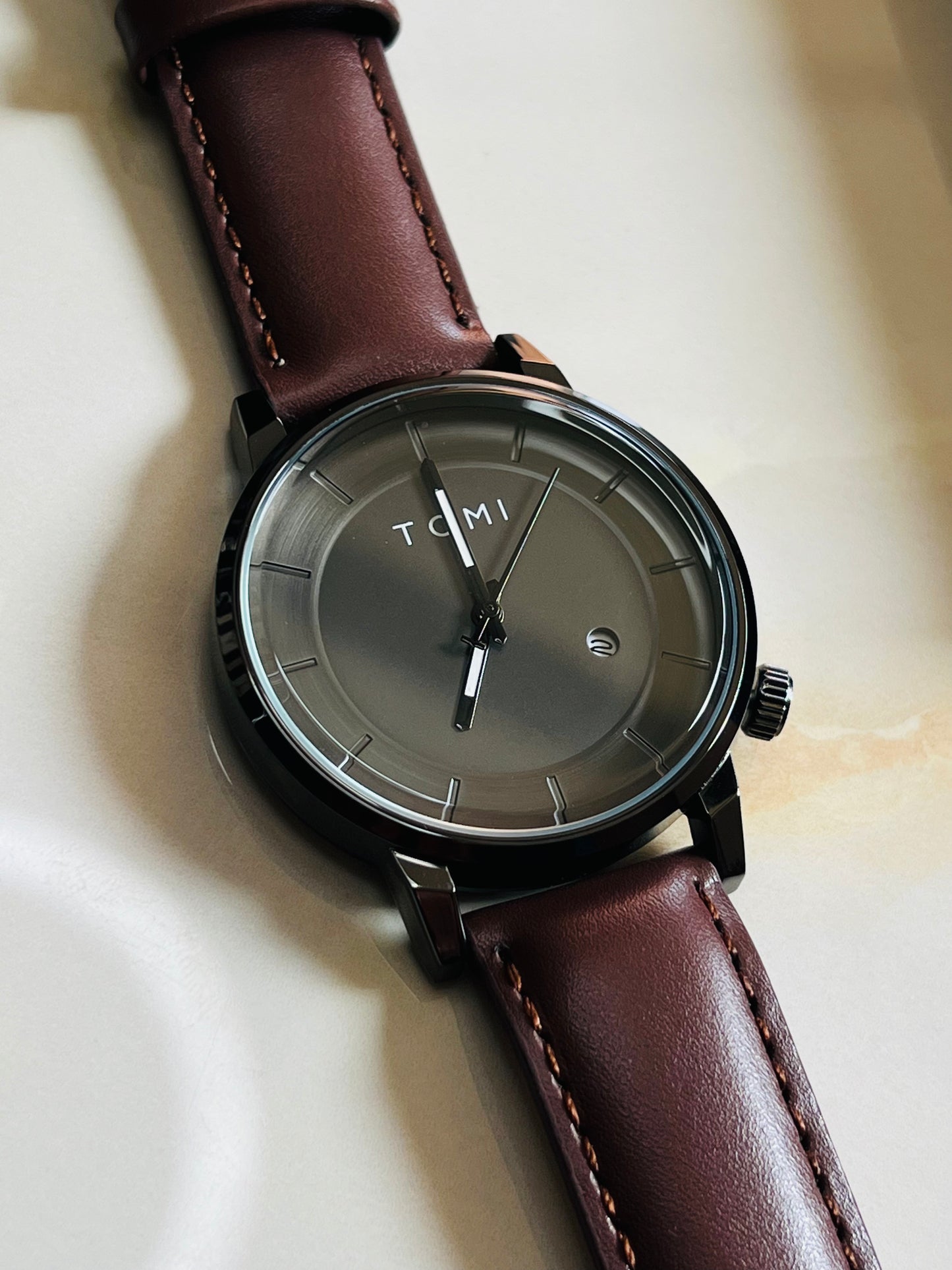 Tomi Brown Black Galaxy Dial Watch