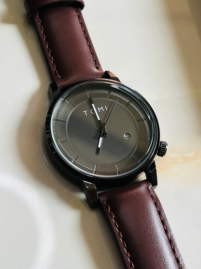 Tomi Brown Black Galaxy Dial Watch