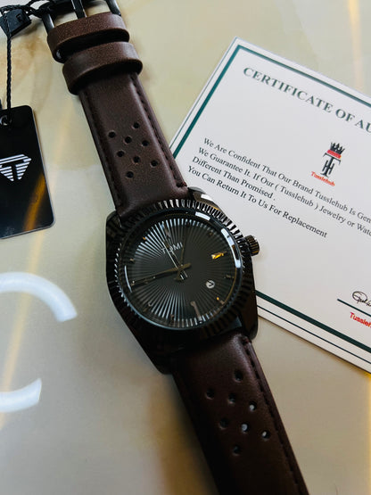 Tomi Brown Black Jaguar Dial Watch