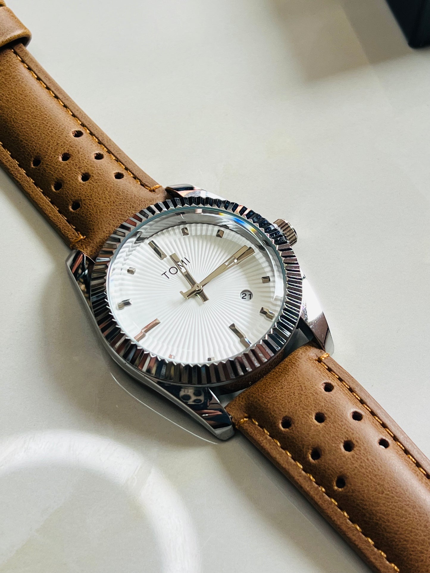 Tomi Brown Silver Jaguar Dial Waterproof