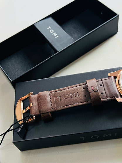 Tomi Brown Gold Jaguar Dial Watch