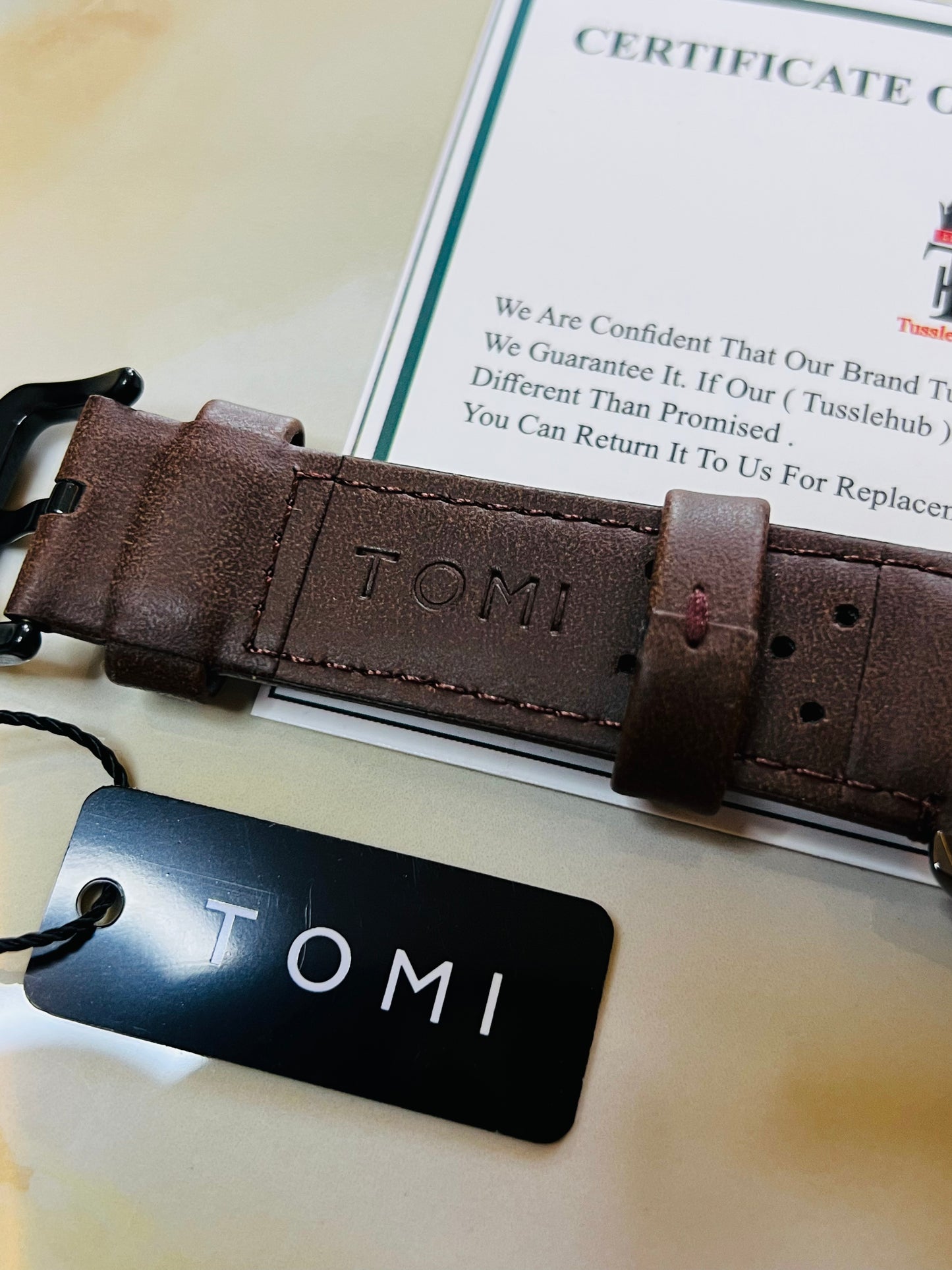 Tomi Brown Black Jaguar Dial Watch