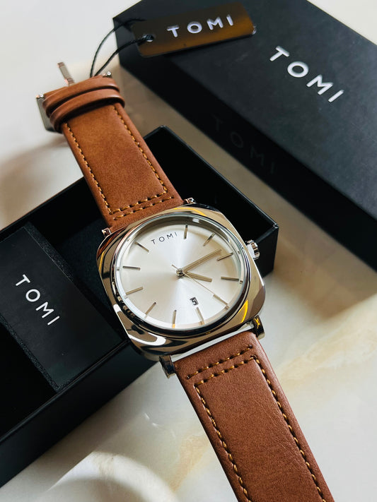 Tomi Brown Silver Business Class Watch