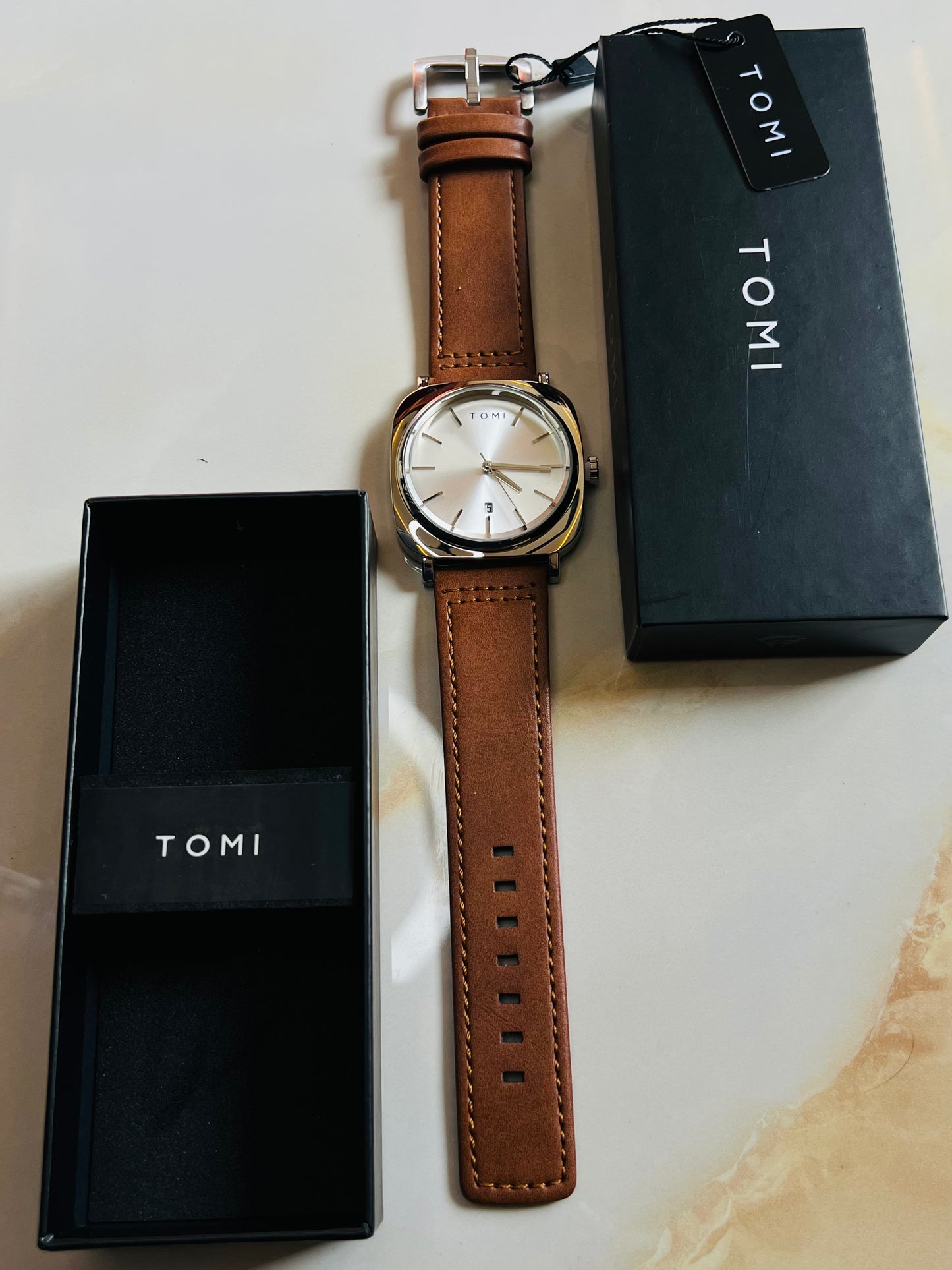 Tomi Brown Silver Business Class Watch